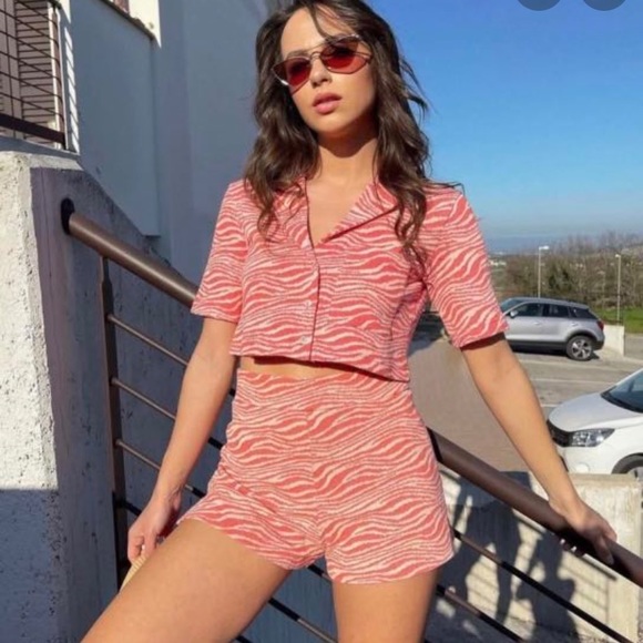 Zara Jacquard pink top - Picture 3 of 4